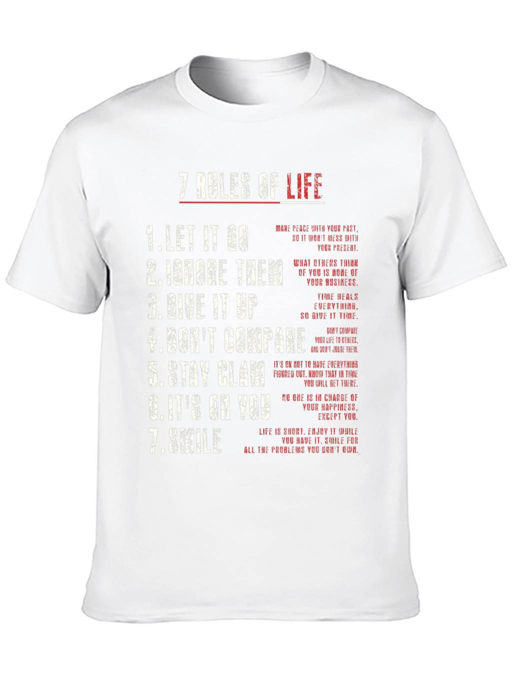 7 Rules of Life Graphic Tee - Motivational T-Shirt