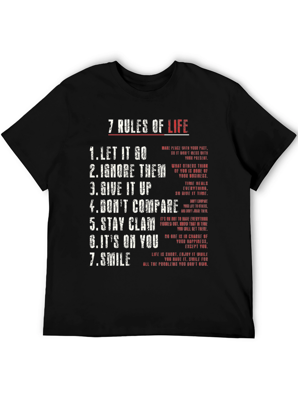 7 Rules of Life Graphic Tee - Motivational T-Shirt
