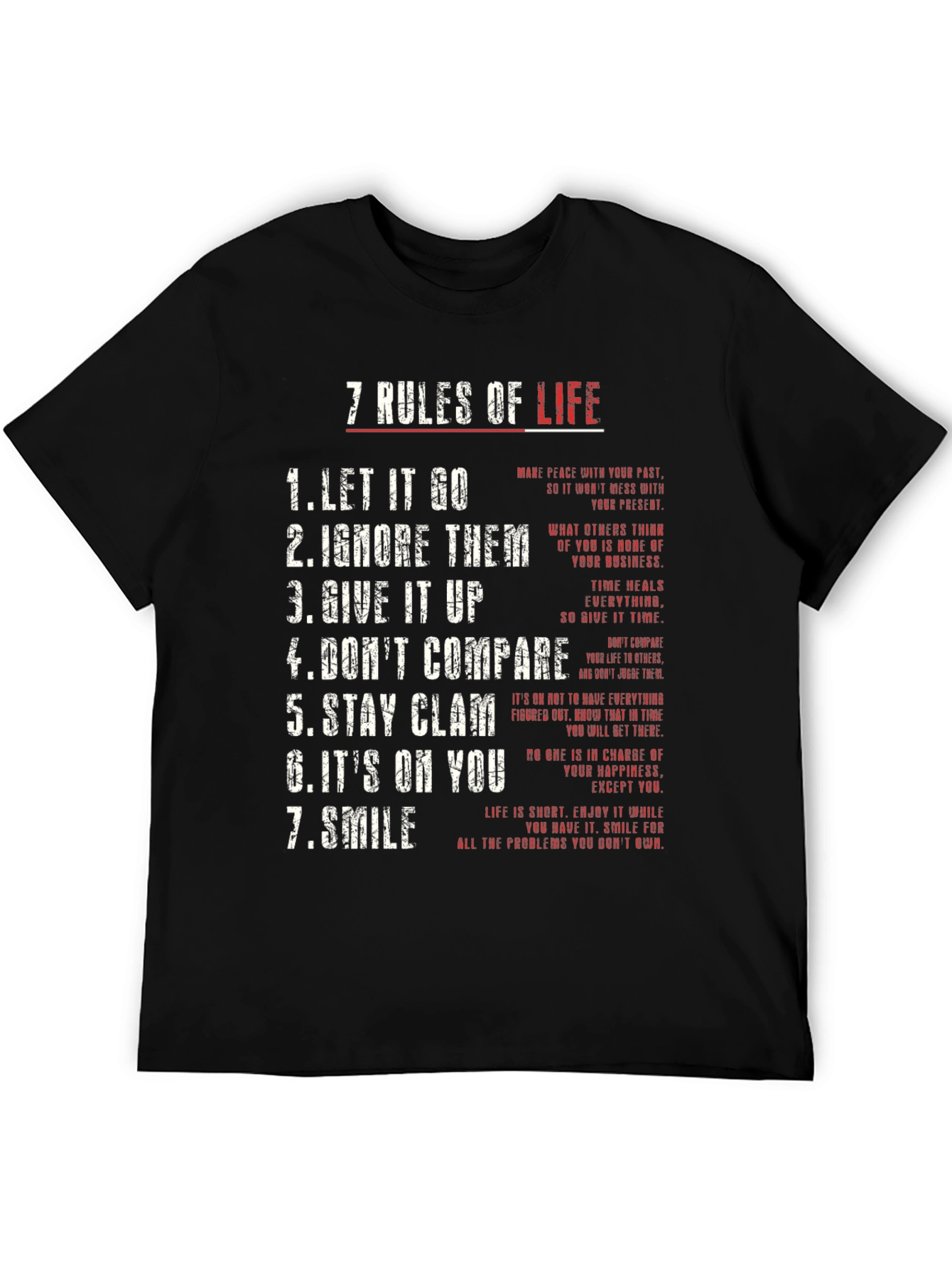 7 Rules of Life Graphic Tee - Motivational T-Shirt