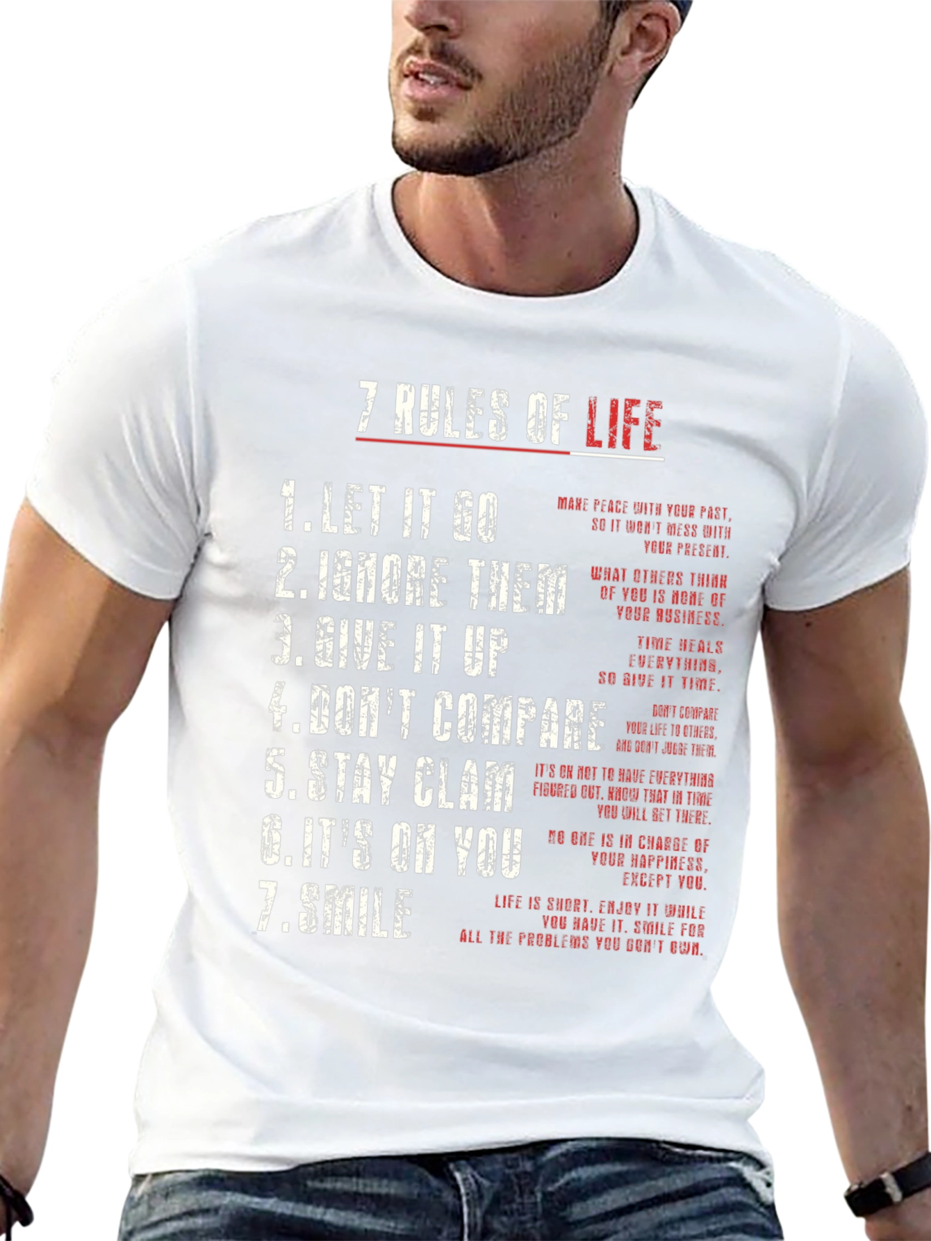 7 Rules of Life Graphic Tee - Motivational T-Shirt