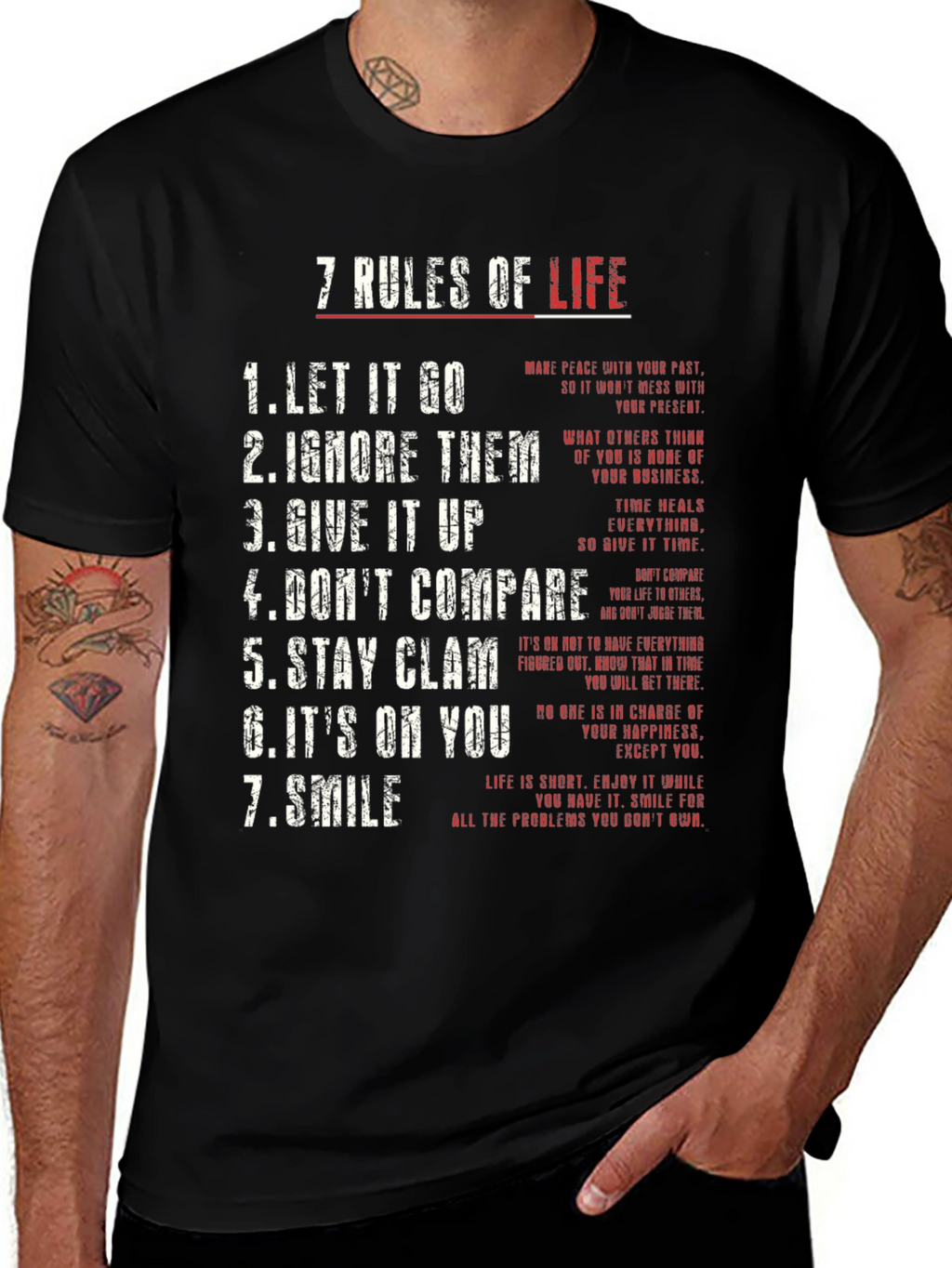 7 Rules of Life Graphic Tee - Motivational T-Shirt