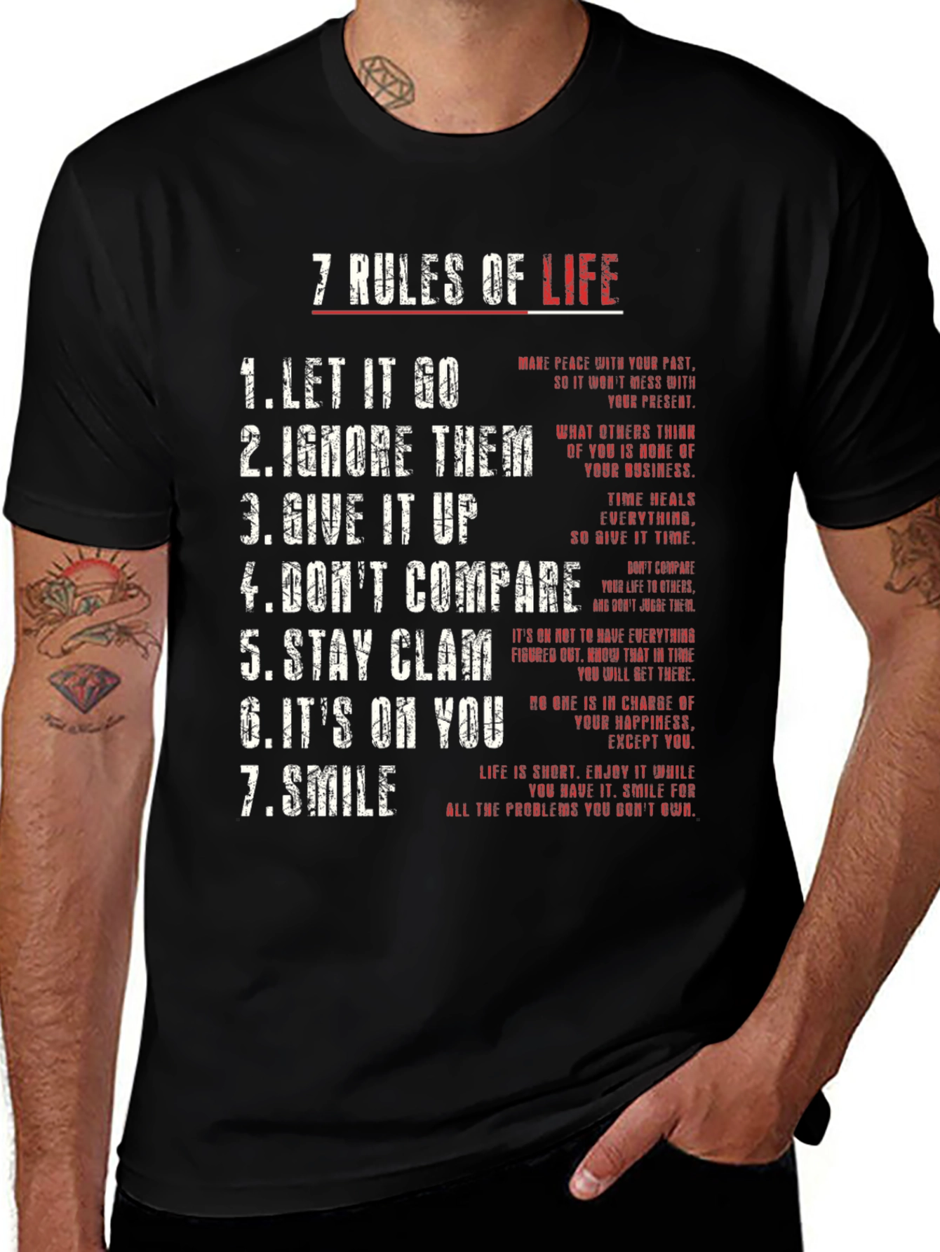 7 Rules of Life Graphic Tee - Motivational T-Shirt