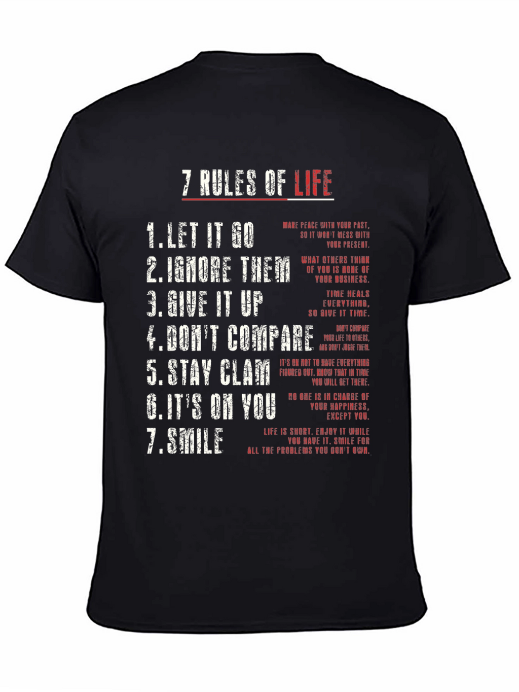 7 Rules of Life Graphic Tee - Motivational T-Shirt