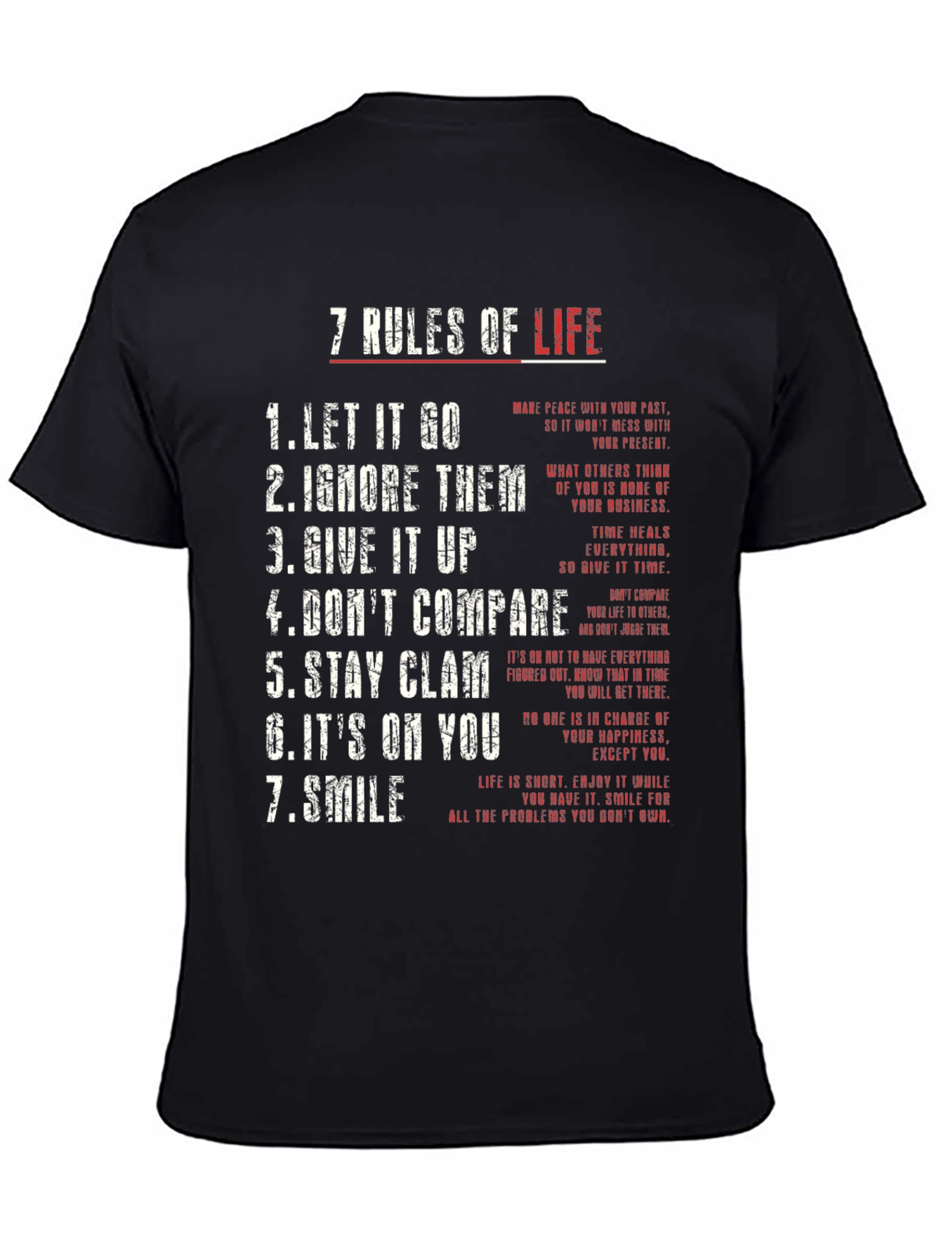 7 Rules of Life Graphic Tee - Motivational T-Shirt