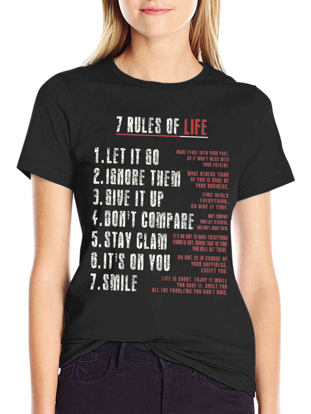 7 Rules of Life Graphic Tee - Motivational T-Shirt