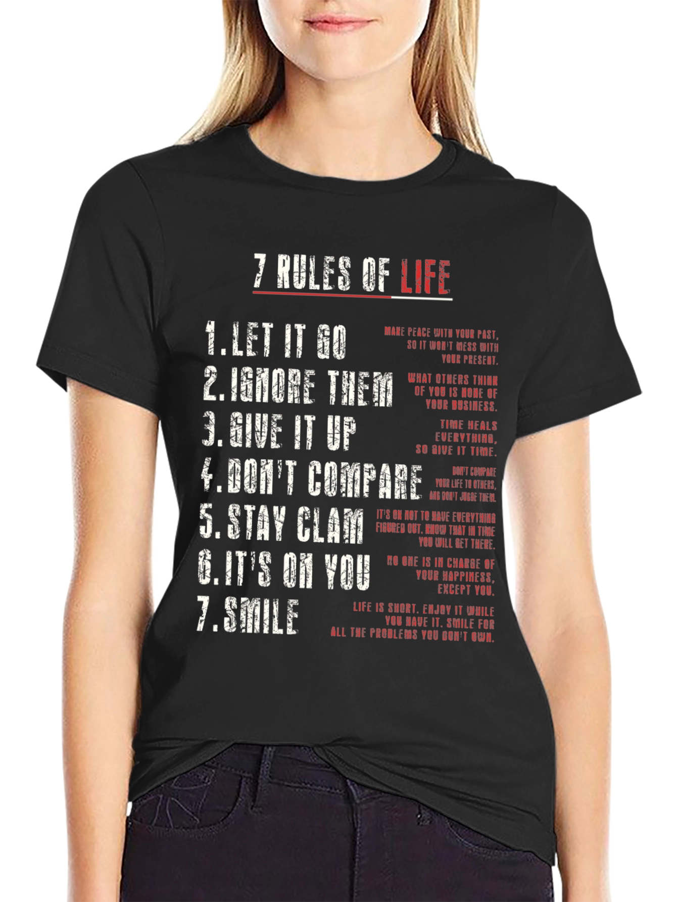 7 Rules of Life Graphic Tee - Motivational T-Shirt