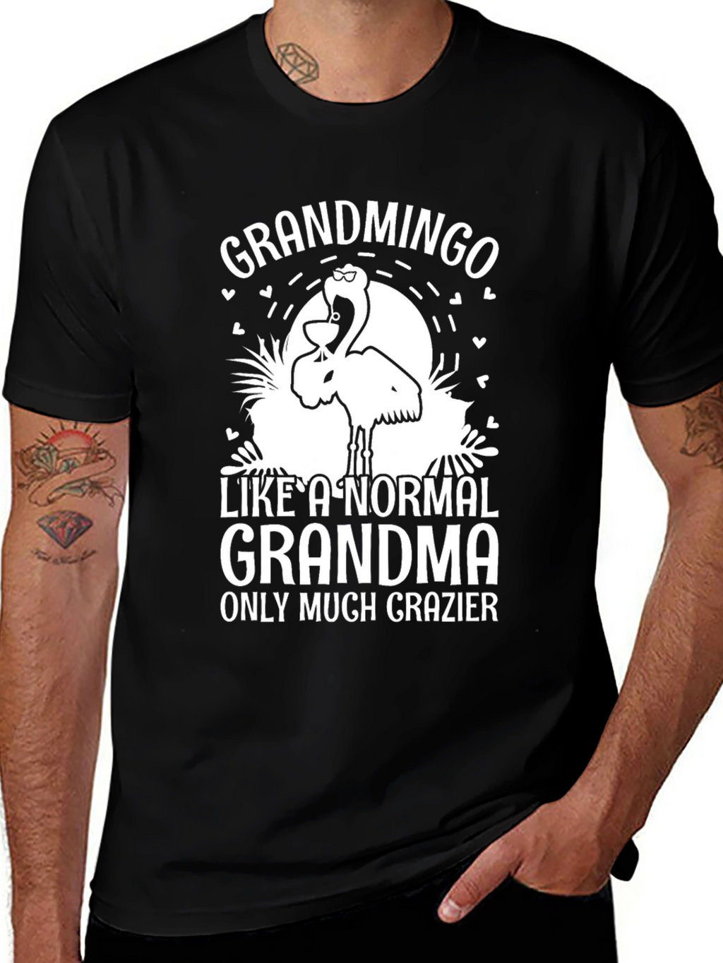 Grandmingo Grandma T-Shirt Funny Flamingo Graphic Tee