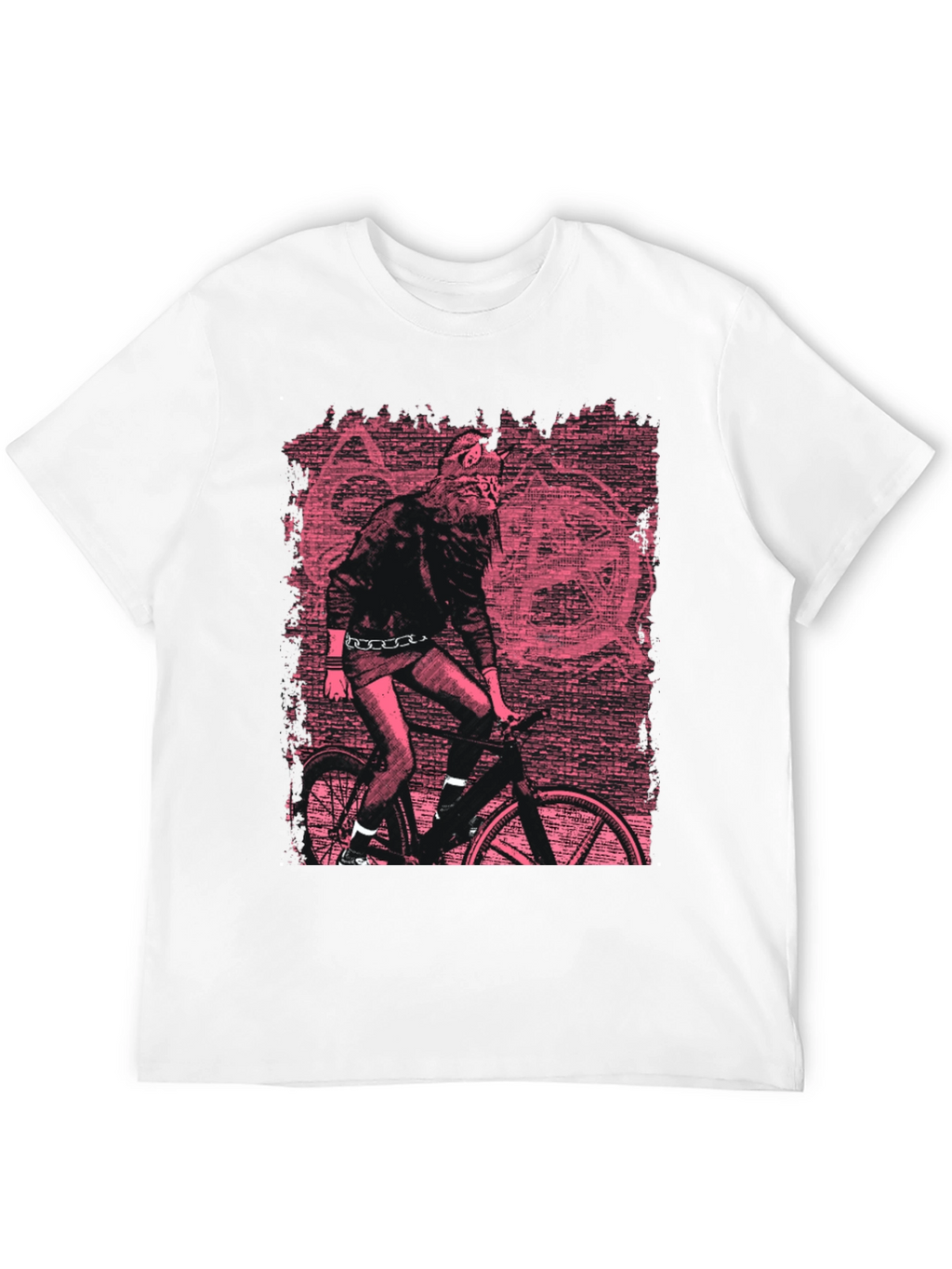 Edgy Graphic Tee - Werewolf Biker in Pink