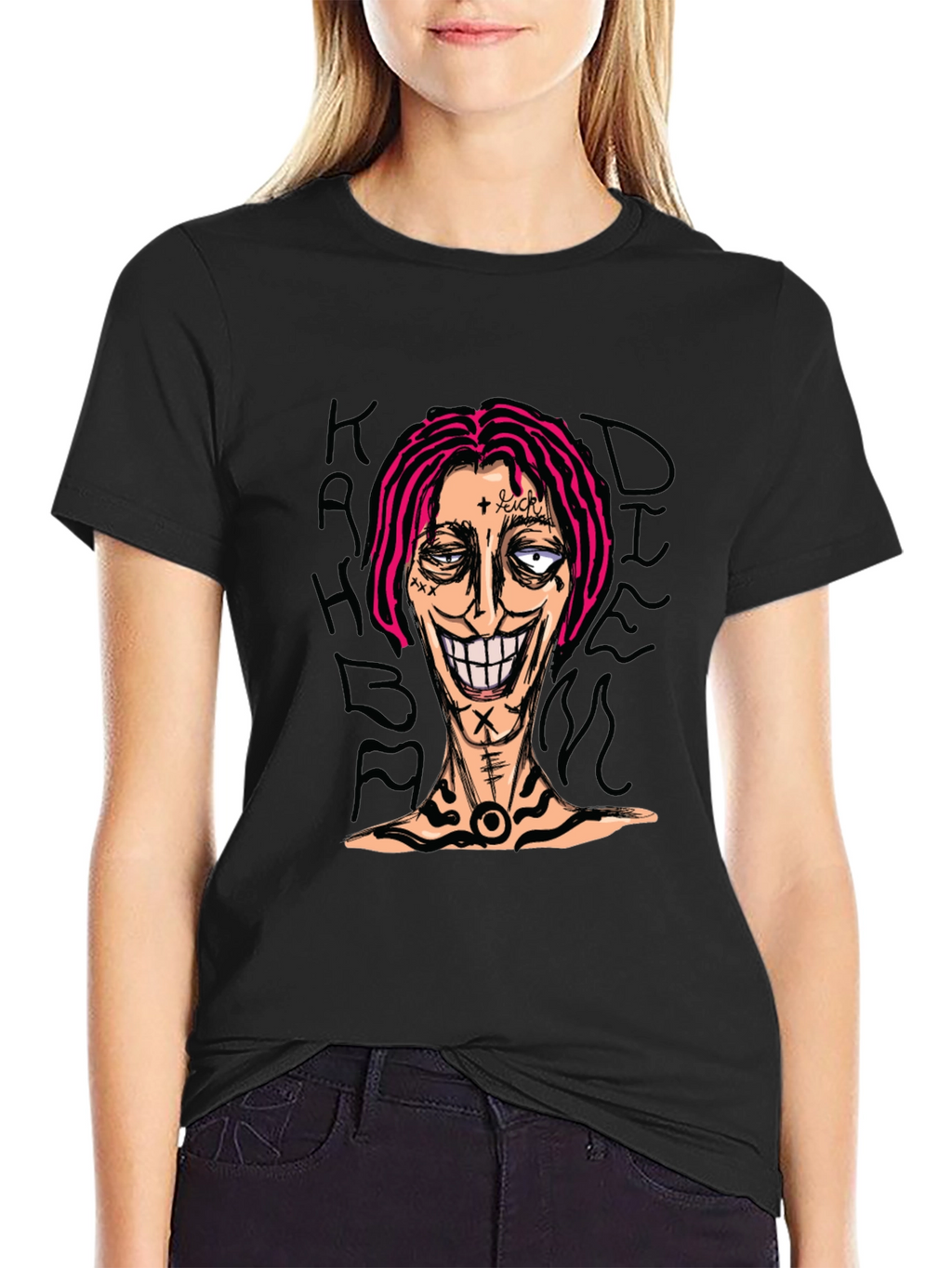 Graphic Print Tee - Edgy Cartoon Design