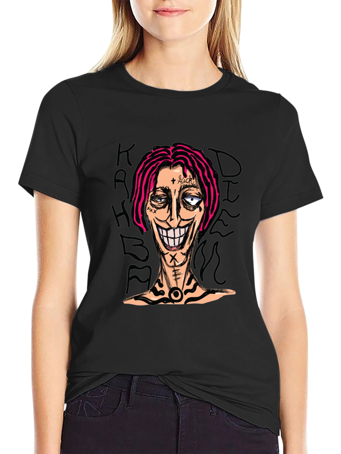 Graphic Print Tee - Edgy Cartoon Design