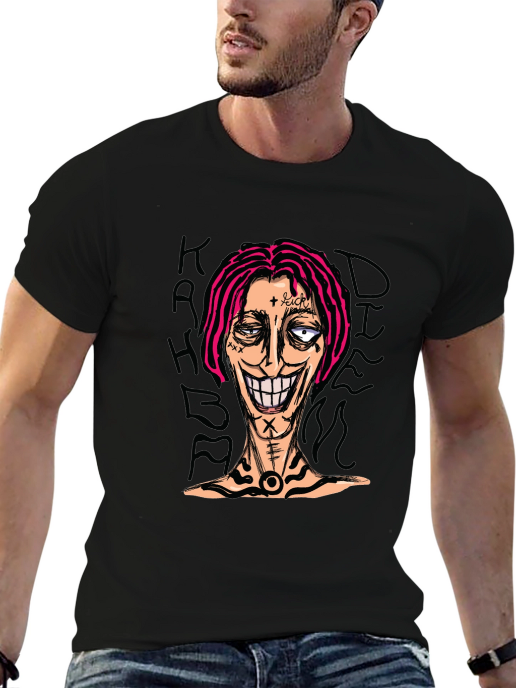 Graphic Print Tee - Edgy Cartoon Design
