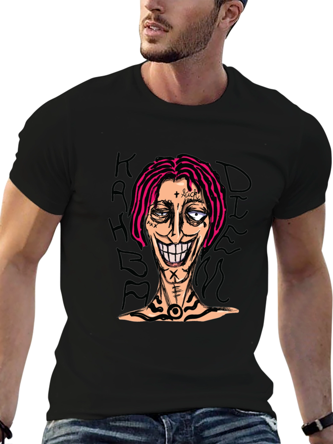 Graphic Print Tee - Edgy Cartoon Design