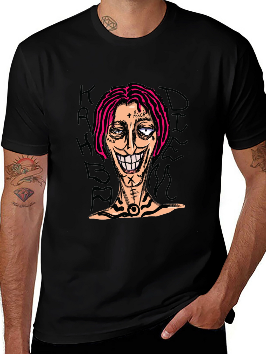 Graphic Print Tee - Edgy Cartoon Design