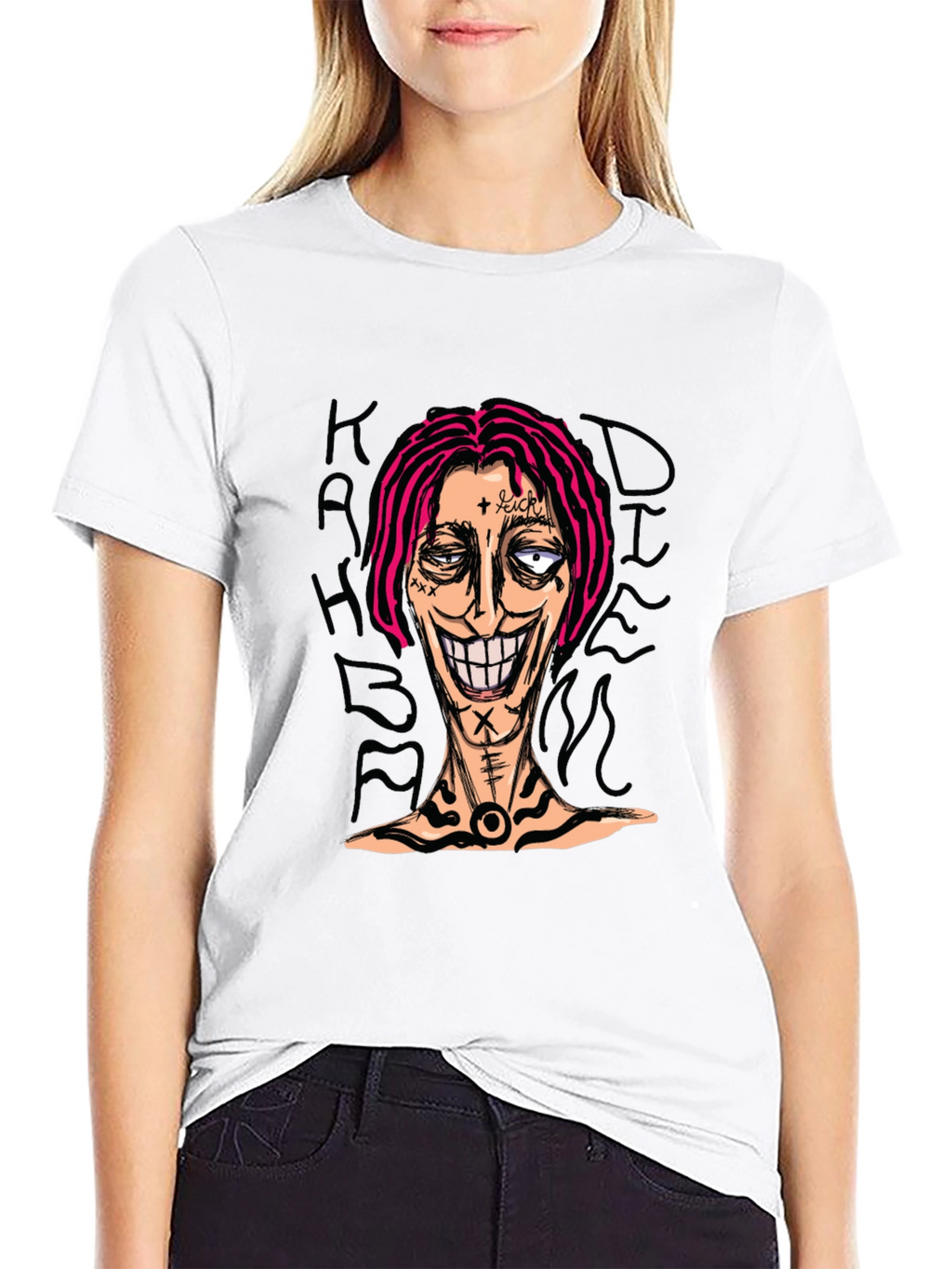 Graphic Print Tee - Edgy Cartoon Design