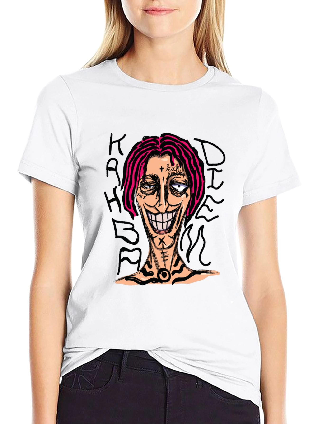 Graphic Print Tee - Edgy Cartoon Design