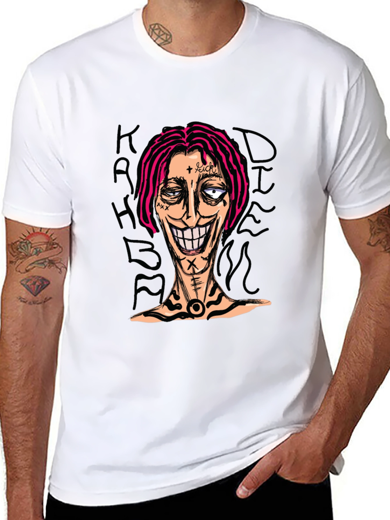 Graphic Print Tee - Edgy Cartoon Design
