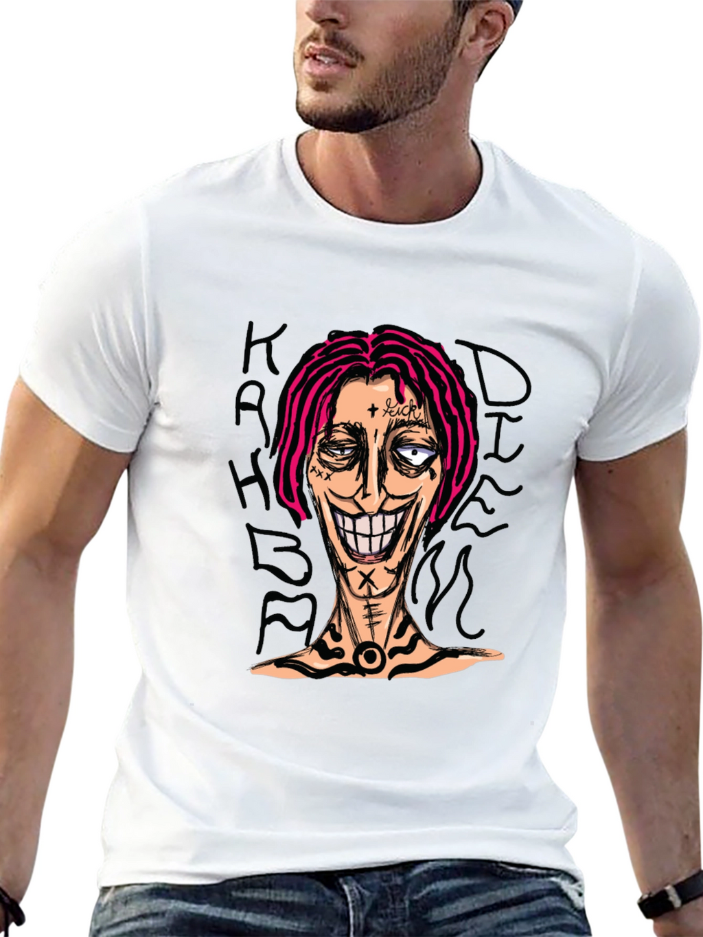 Graphic Print Tee - Edgy Cartoon Design