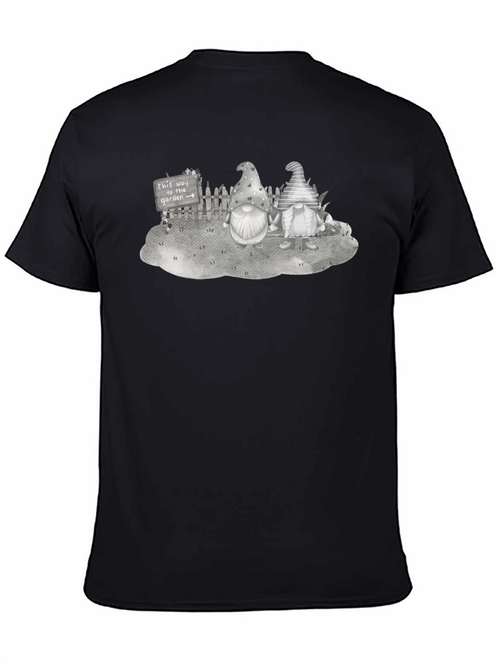 Gnome Garden T-Shirt - Whimsical Black Tee