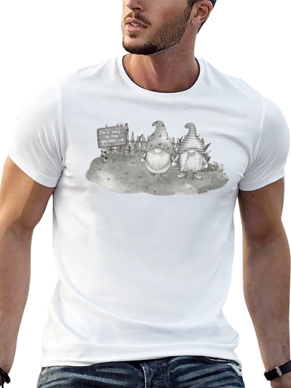 Gnome Garden T-Shirt - Whimsical Black Tee