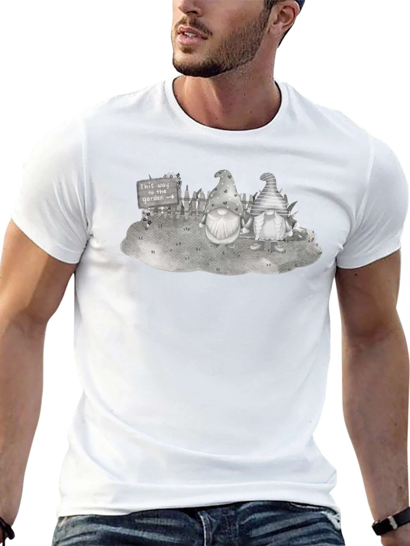 Gnome Garden T-Shirt - Whimsical Black Tee