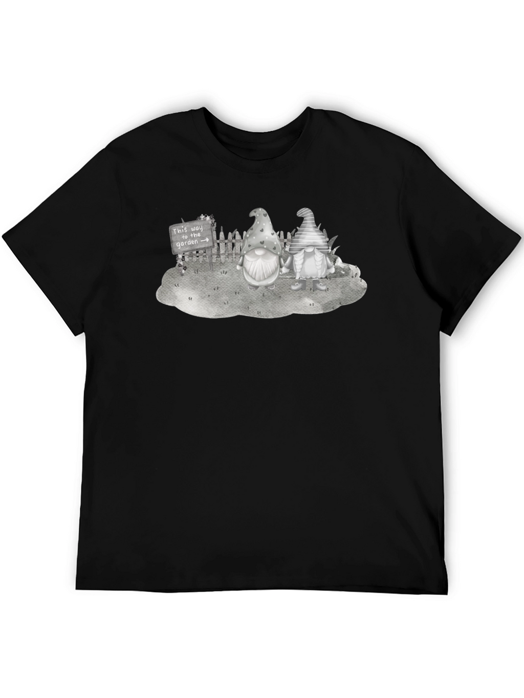 Gnome Garden T-Shirt - Whimsical Black Tee