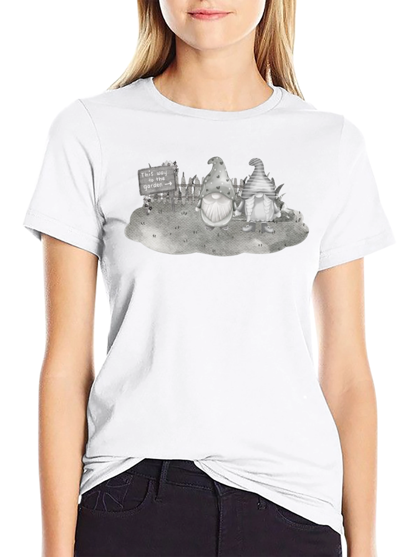 Gnome Garden T-Shirt - Whimsical Black Tee