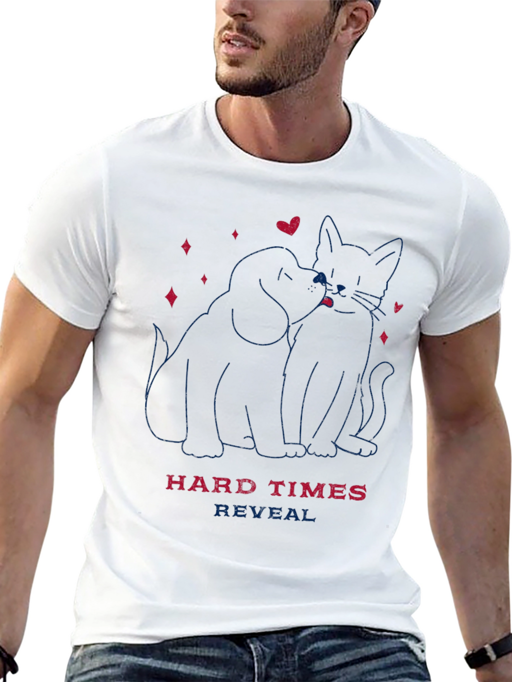 Dog & Cat Love T-Shirt - Hard Times Reveal