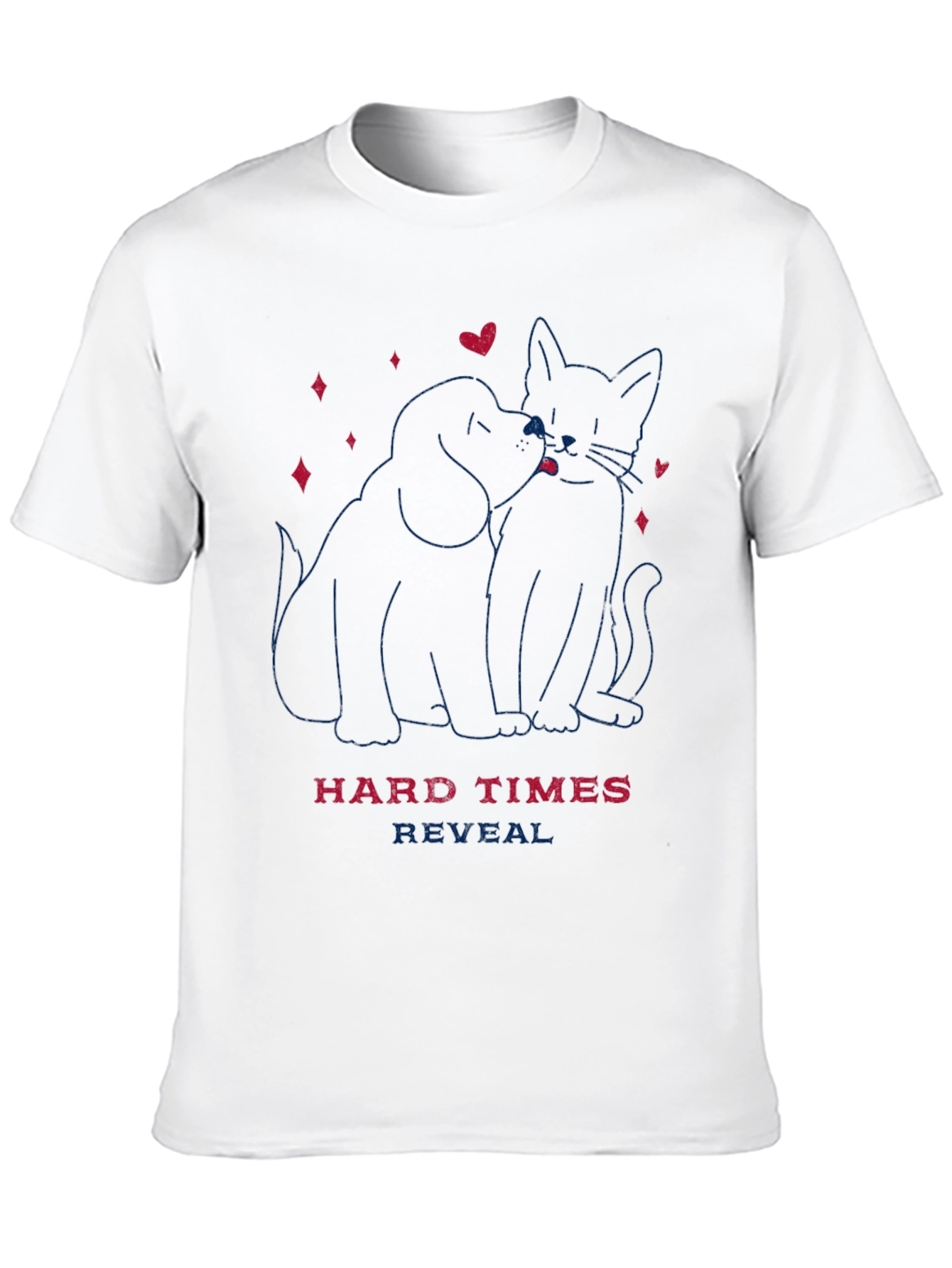 Dog & Cat Love T-Shirt - Hard Times Reveal