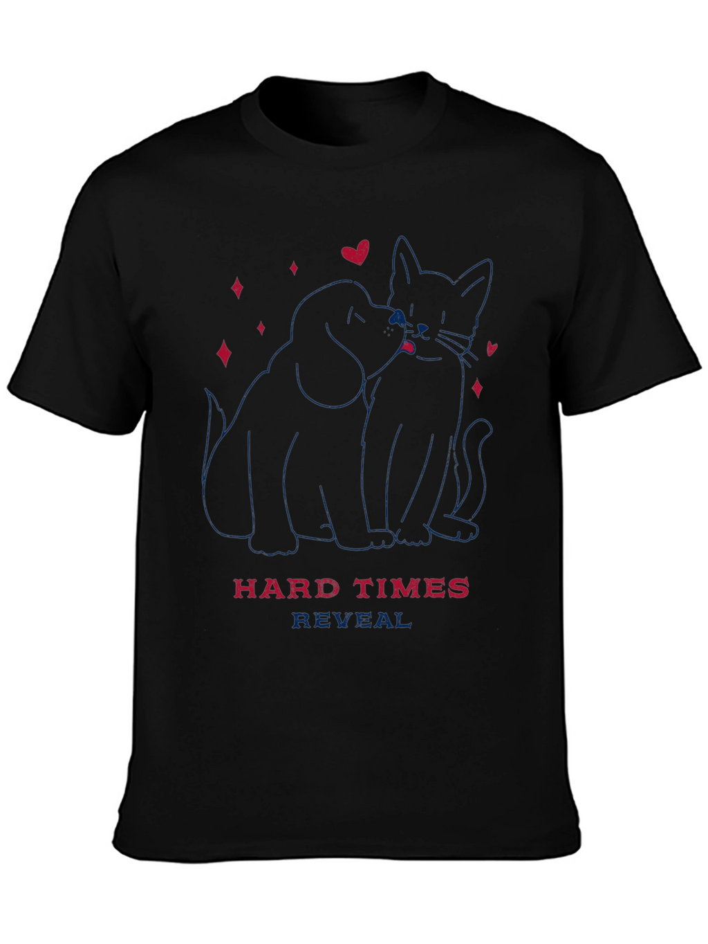 Dog & Cat Love T-Shirt - Hard Times Reveal