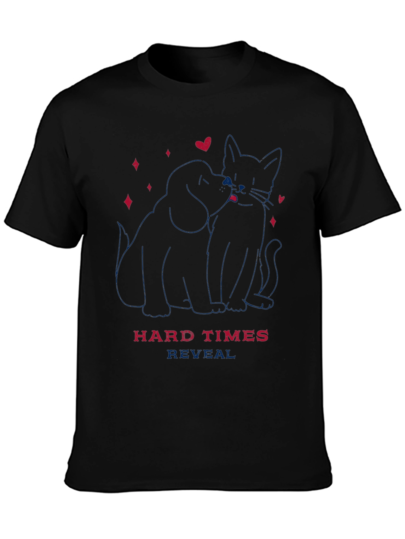 Dog & Cat Love T-Shirt - Hard Times Reveal