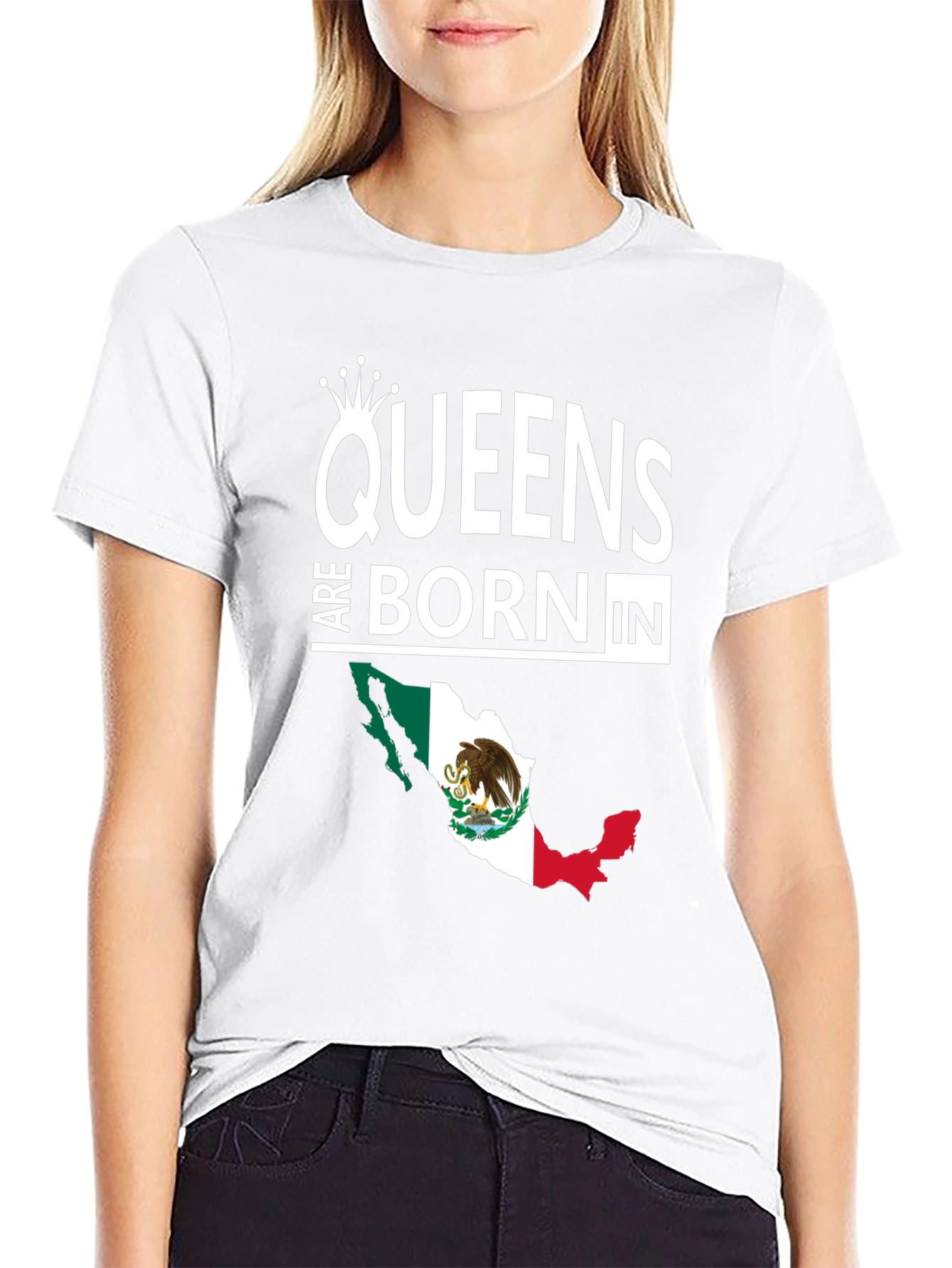Queens Are Born In Mexico Black T-Shirt