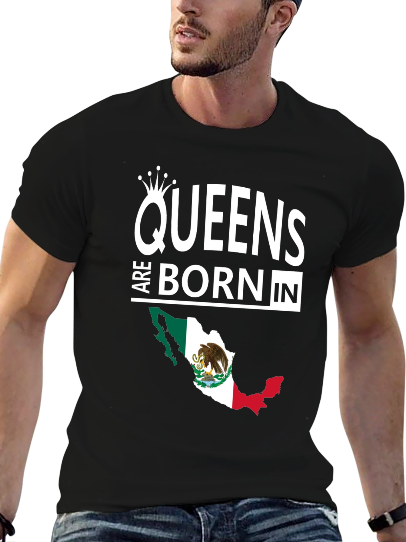Queens Are Born In Mexico Black T-Shirt