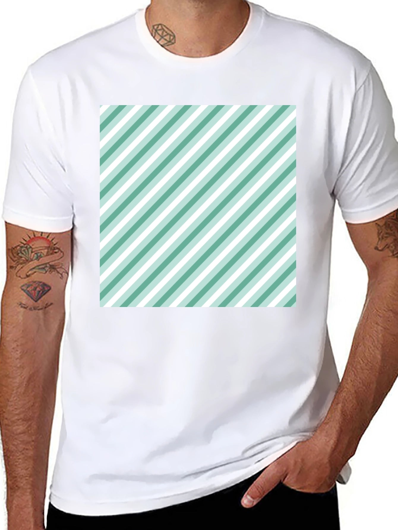 Striped Pattern T-Shirt - Black