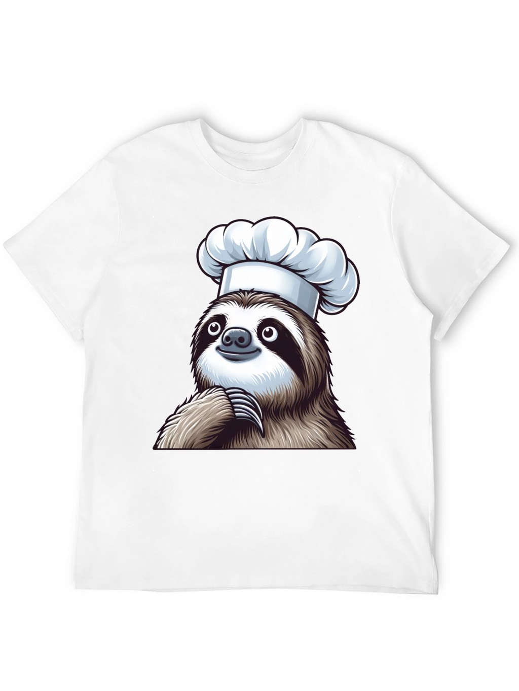 Chef Sloth Black T-Shirt - Funny Animal Graphic Tee