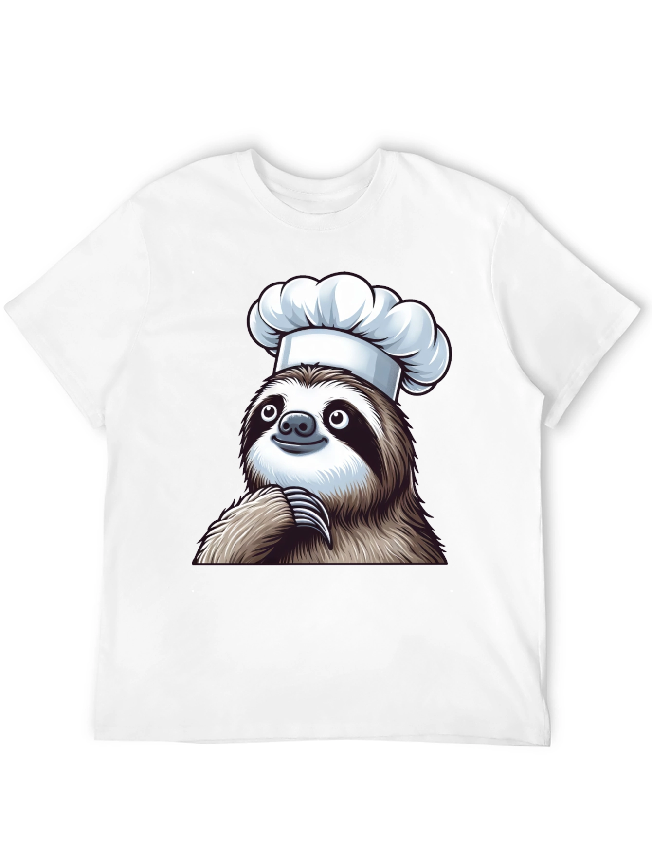 Chef Sloth Black T-Shirt - Funny Animal Graphic Tee