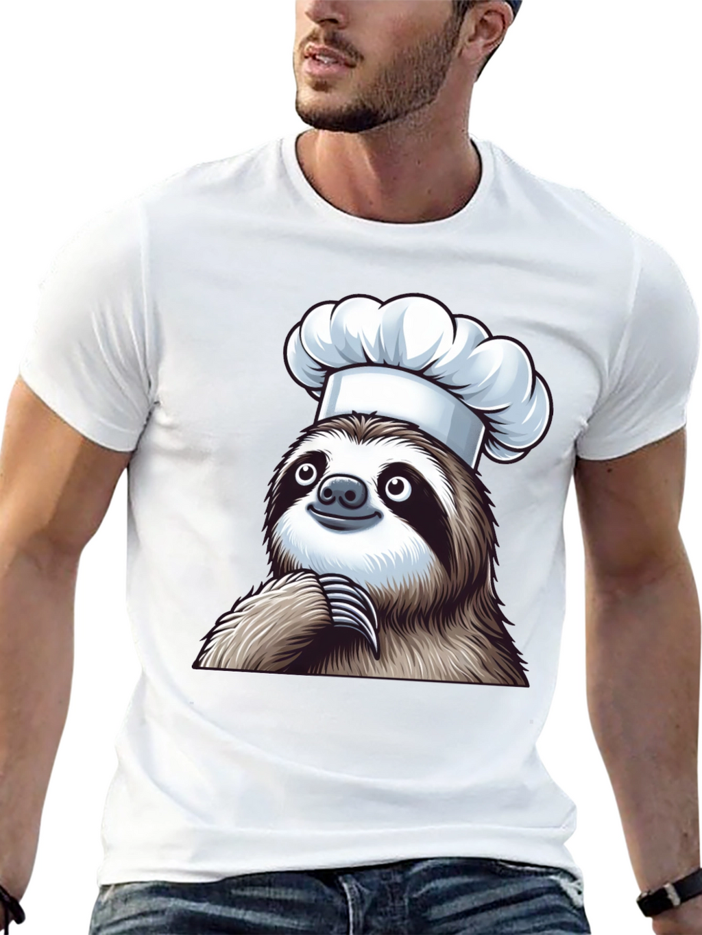 Chef Sloth Black T-Shirt - Funny Animal Graphic Tee