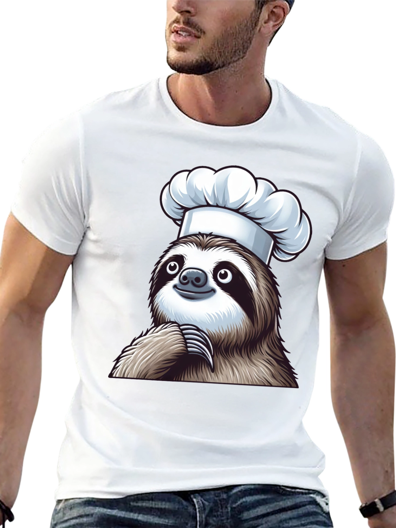Chef Sloth Black T-Shirt - Funny Animal Graphic Tee