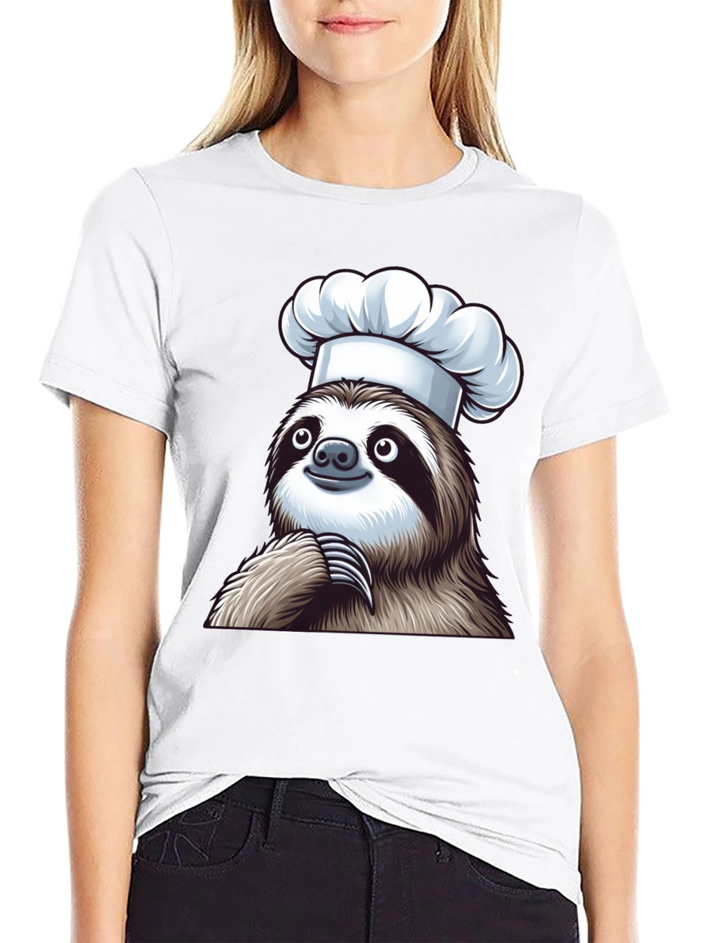 Chef Sloth Black T-Shirt - Funny Animal Graphic Tee
