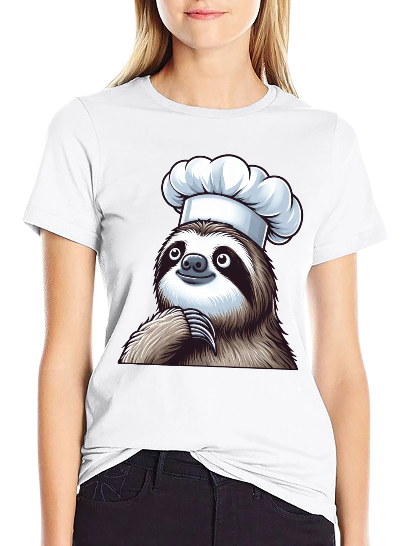 Chef Sloth Black T-Shirt - Funny Animal Graphic Tee
