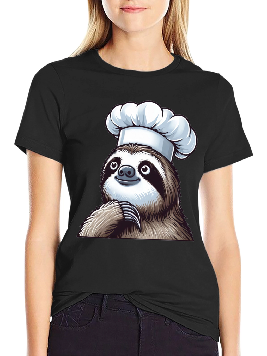 Chef Sloth Black T-Shirt - Funny Animal Graphic Tee