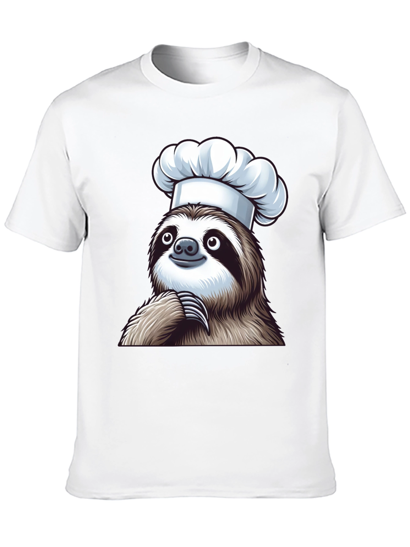 Chef Sloth Black T-Shirt - Funny Animal Graphic Tee