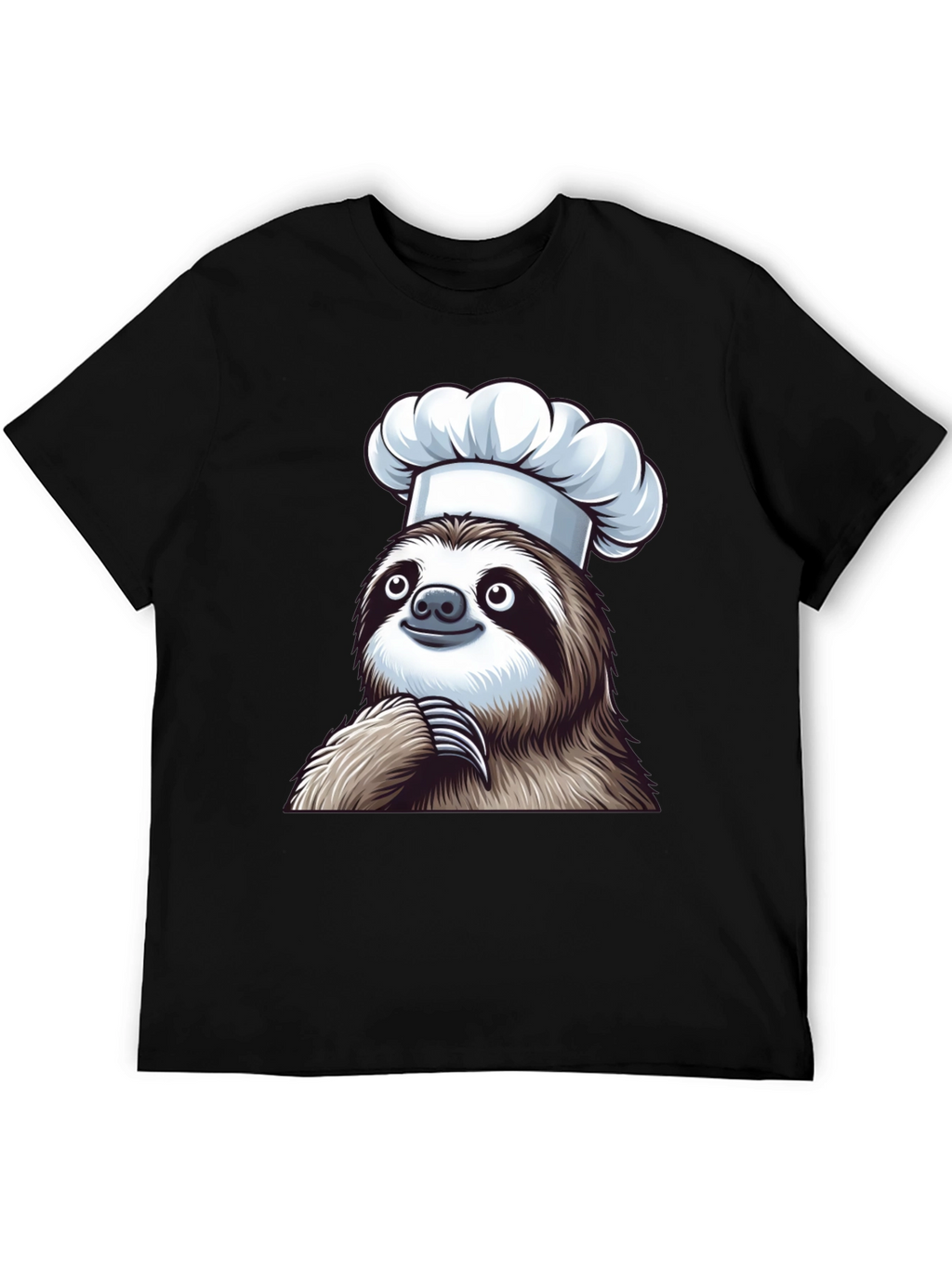 Chef Sloth Black T-Shirt - Funny Animal Graphic Tee