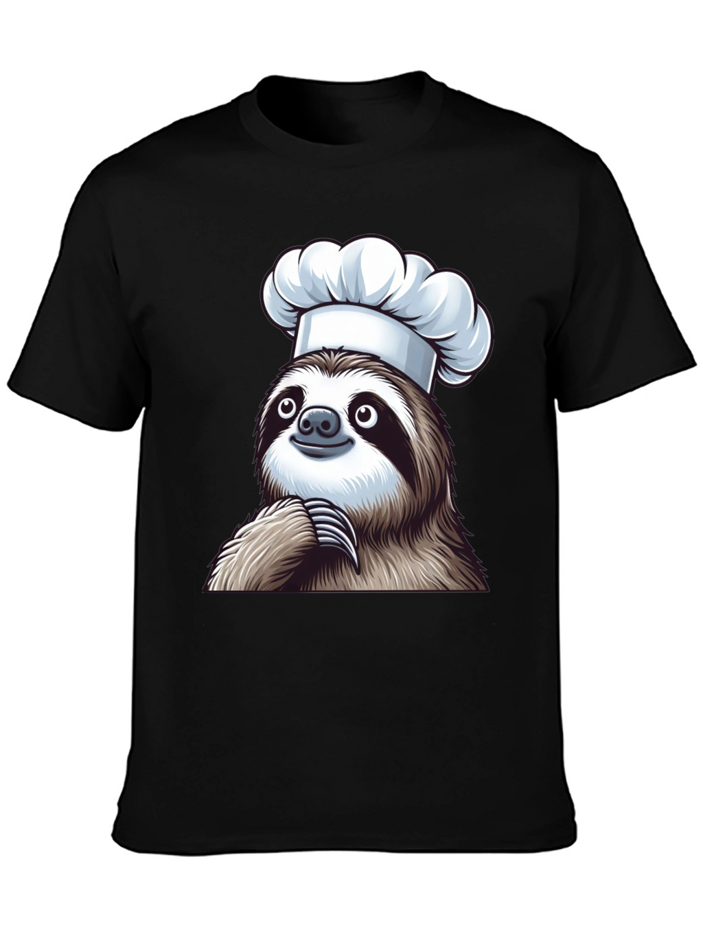 Chef Sloth Black T-Shirt - Funny Animal Graphic Tee