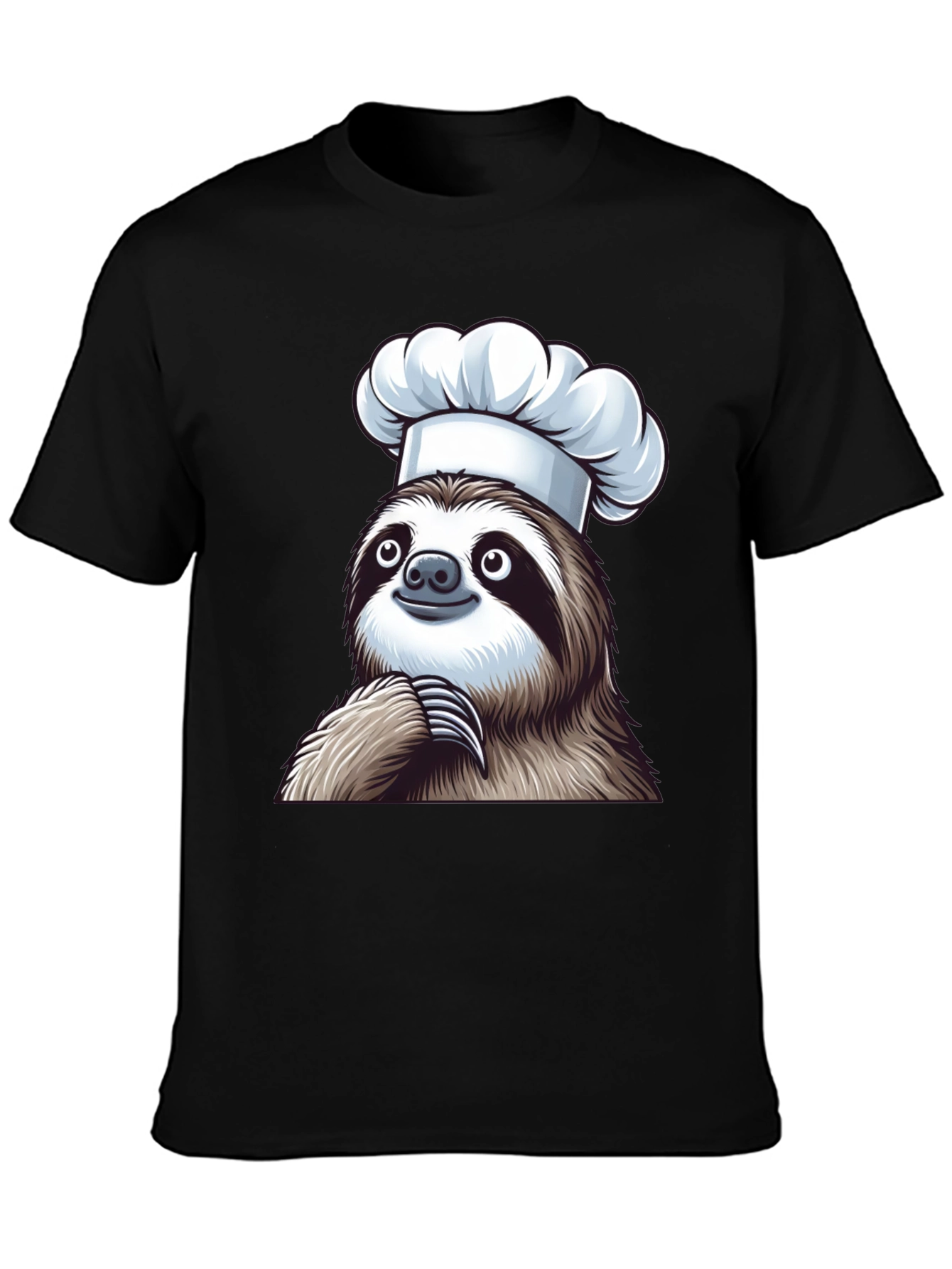 Chef Sloth Black T-Shirt - Funny Animal Graphic Tee