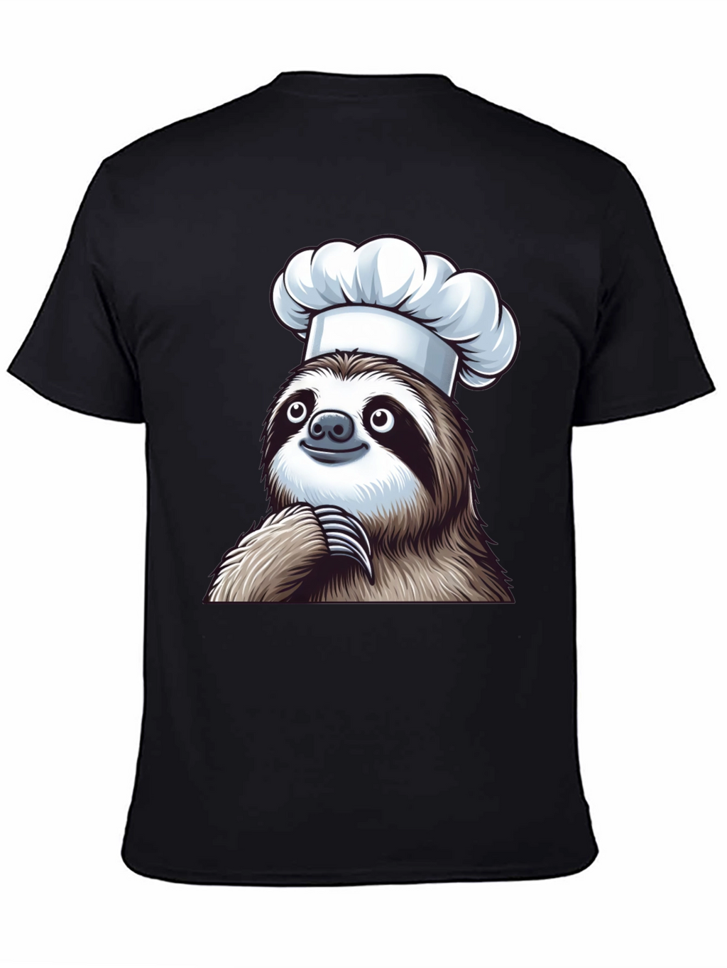 Chef Sloth Black T-Shirt - Funny Animal Graphic Tee
