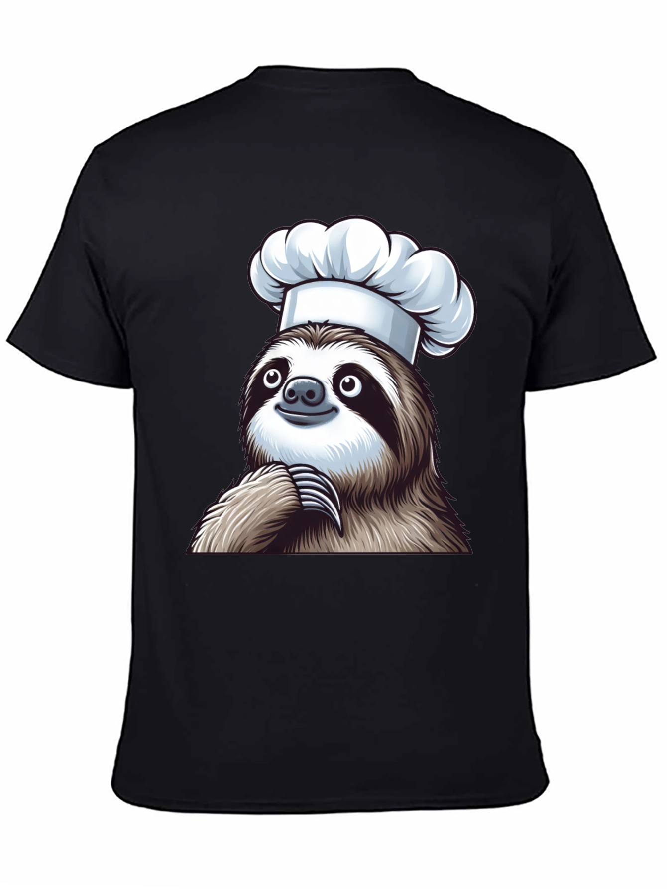 Chef Sloth Black T-Shirt - Funny Animal Graphic Tee