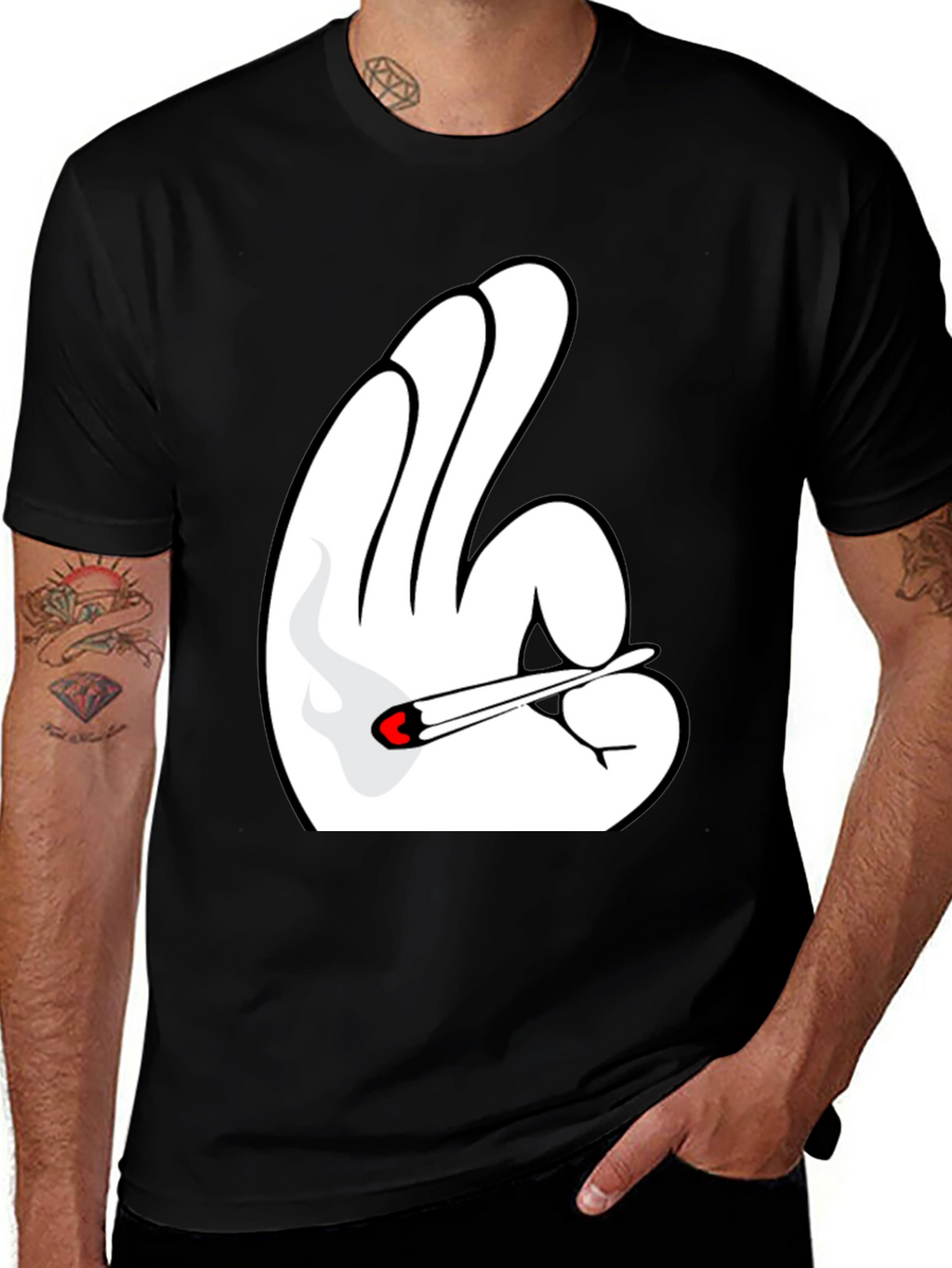 Novelty Hand Gesture T-Shirt - Black Tee