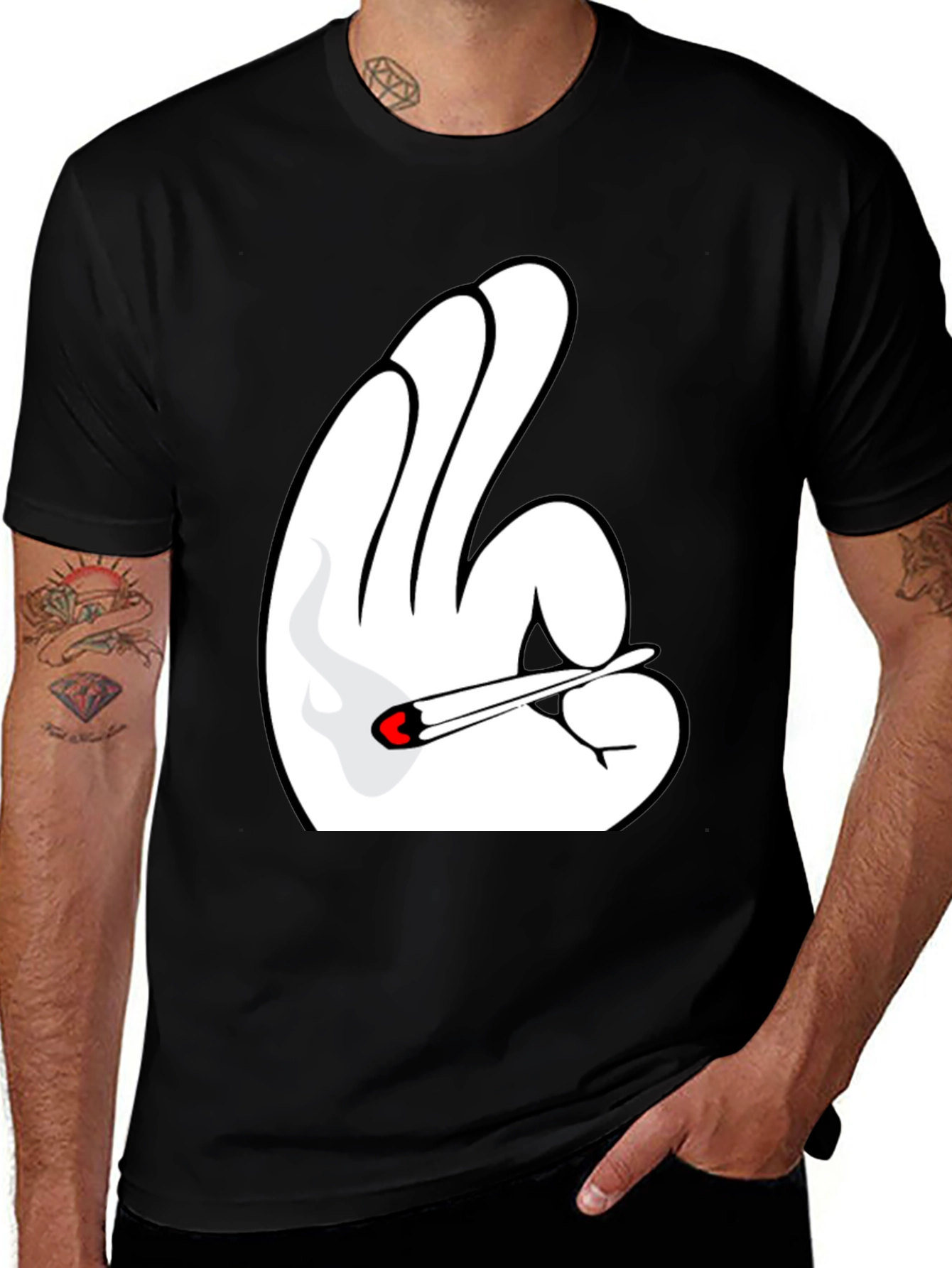 Novelty Hand Gesture T-Shirt - Black Tee