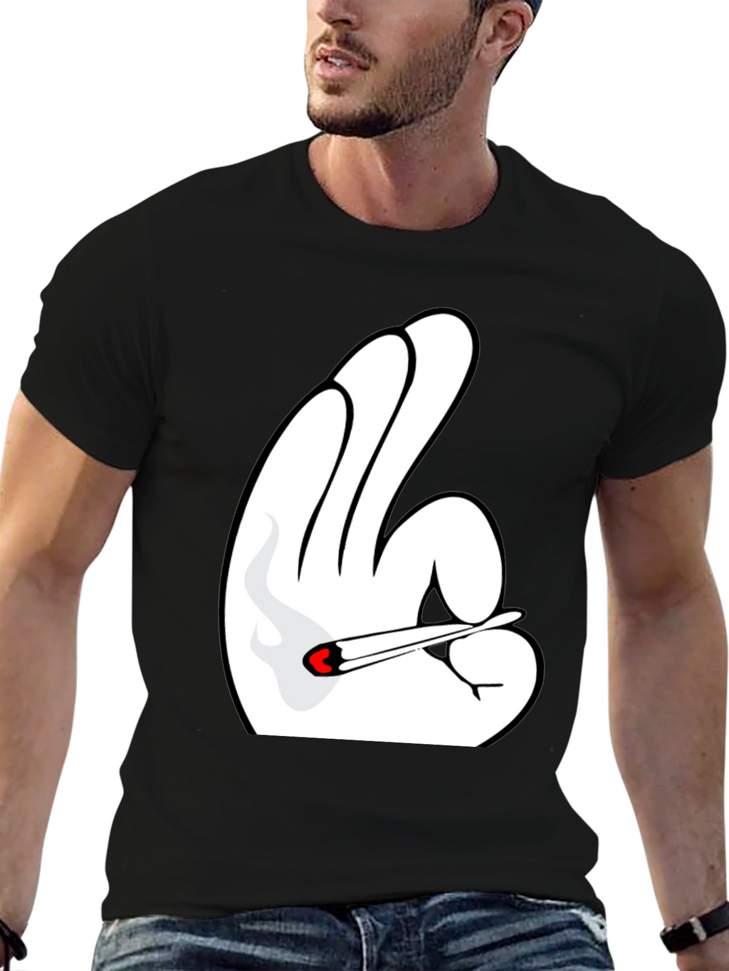 Novelty Hand Gesture T-Shirt - Black Tee