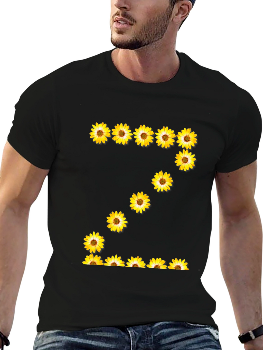 Sunflower Letter Z Black T-Shirt